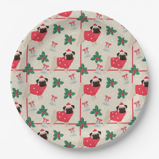 Assiettes En Carton Carlins de Noël amusants (Devant)