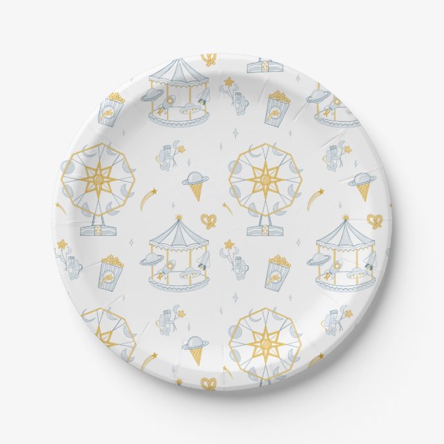 Assiettes En Carton Carnaval spatial sur le Baby shower de la Lune (Devant)