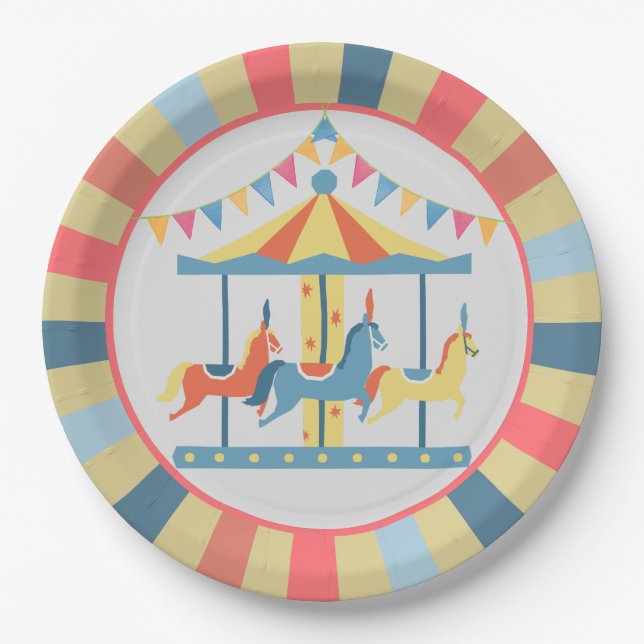 Assiettes En Carton Carousel Cirque Plaques d'anniversaire (Devant)