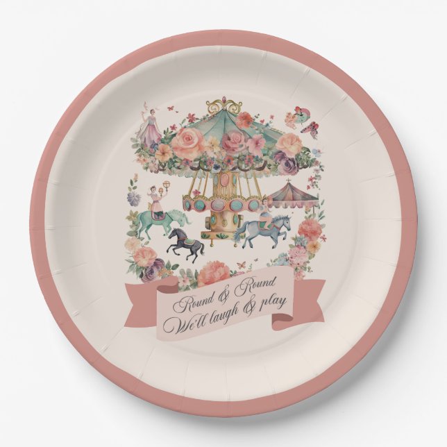 Assiettes En Carton Carousel Horse Carnaval Fête d'anniversaire (Devant)