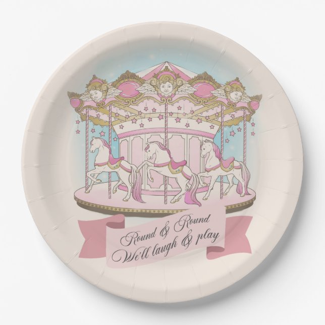 Assiettes En Carton Carousel Horse Cirque Carnaval Fête d'anniversaire (Devant)