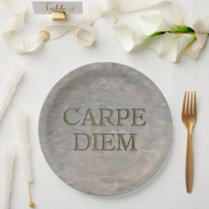 Assiettes En Carton Carpe Diem Stone grandes plaques de papier