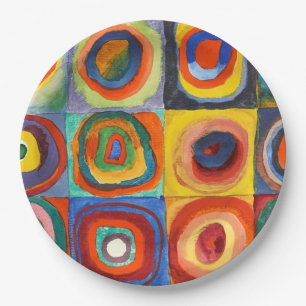 Assiettes En Carton Carré aux cercles concentrés par Kandinsky