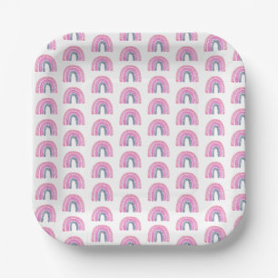 Assiettes En Carton Carré Baby shower Rainbow Boy