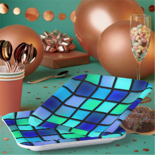 Assiettes En Carton Carré bleu