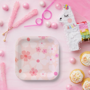 Assiettes En Carton Carré d'alimentation rose pâle