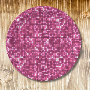 Assiettes En Carton Carré de style disco rose vif tendance Saint-Valen