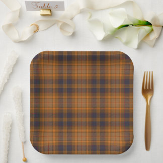Assiettes En Carton Carreaux écossais marron foncé