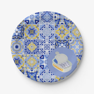 Assiettes En Carton Carreaux portugais et sardes