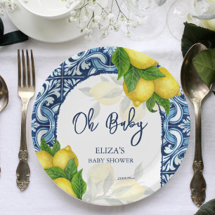 Assiettes En Carton Carrelage bleu et citron Amalfi Positano baby show