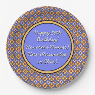 Assiettes En Carton Carrelage de pays français personnalisé Bleu jaune