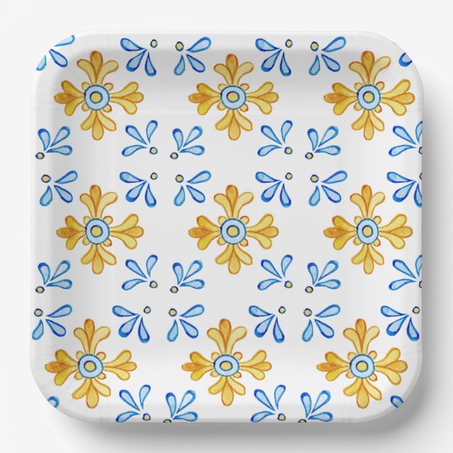 Assiettes En Carton Carrelage méditerranéen (Recto)