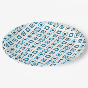 Assiettes En Carton Carrés bleus en Carré bleu