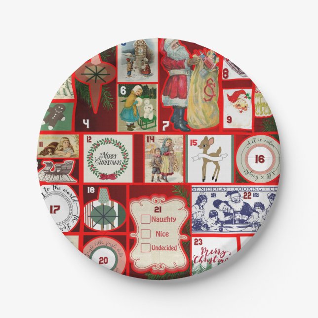 Assiettes En Carton Carrés de l'illustration de Noël (Devant)