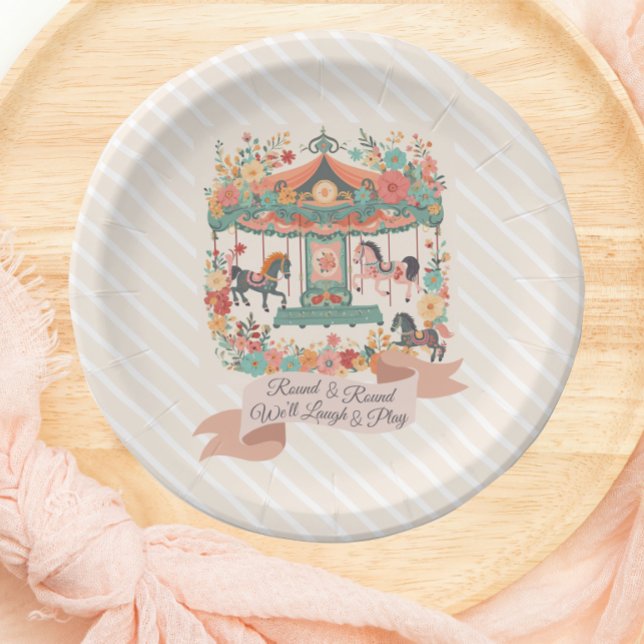 Assiettes En Carton Carrousel Chic Carnival Carnival Anniversaire (Créateur téléchargé)