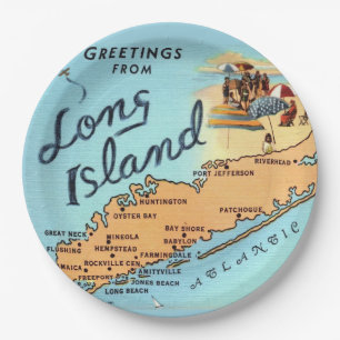Assiettes En Carton Carte ancienne de Long Island