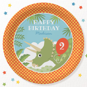 Assiettes En Carton Carte Anniversaire Dinosaur Tricératops N'Importe