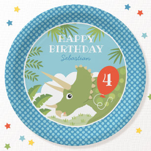 Assiettes En Carton Carte Anniversaire Dinosaur Tricératops N'Importe