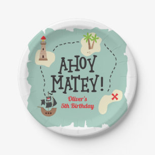 Assiettes En Carton Carte au trésor pirate d'anniversaire