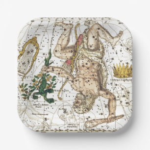 Assiettes En Carton Carte céleste vintage de la constellation d'Hercul
