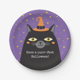 Assiettes En Carton Carte Chat Noir Halloween