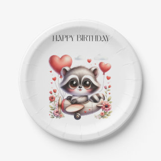 Assiettes En Carton Carte d'anniversaire de pilote raton laveur