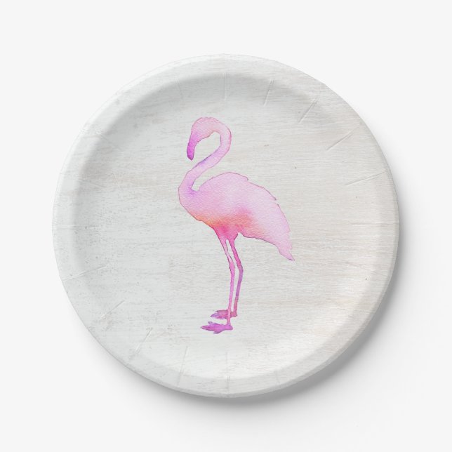 Assiettes En Carton Carte d'appel de Flamant rose d'aquarelle rose (Devant)