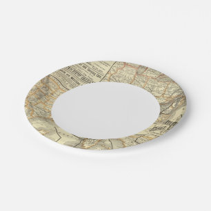 Assiettes En Carton Carte de la ligne côtière de l'Atlantique