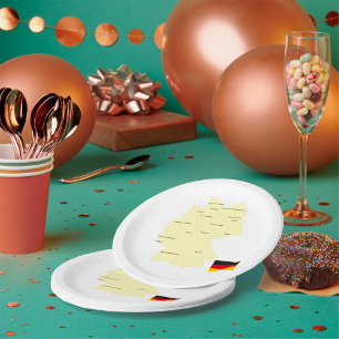 Assiettes En Carton Carte de l'Allemagne avec les États et les capital