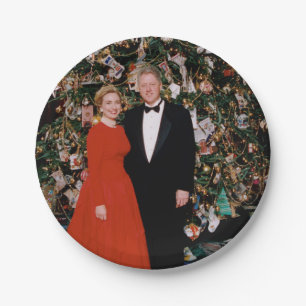 Assiettes En Carton Carte de Noël du Président Américain Bill Clinton