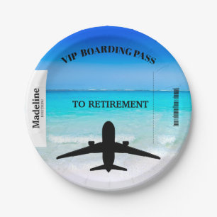 Assiettes En Carton Carte d'embarquement de retraite Destination Beach
