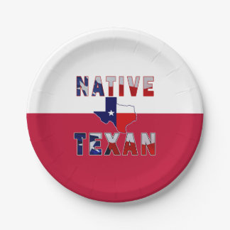 Assiettes En Carton Carte du drapeau texan natif