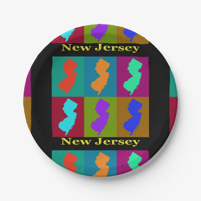 Assiettes En Carton Carte du New Jersey (Devant)