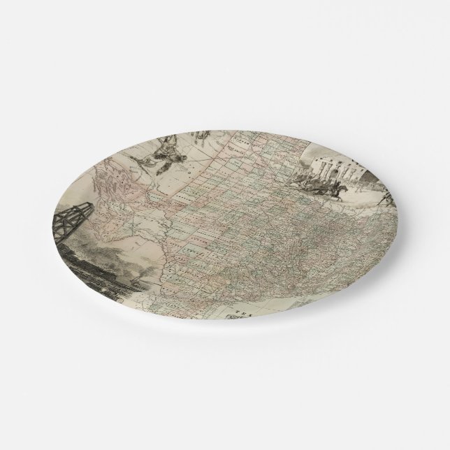 Assiettes En Carton Carte du Texas aux frontières du comté (Angle)