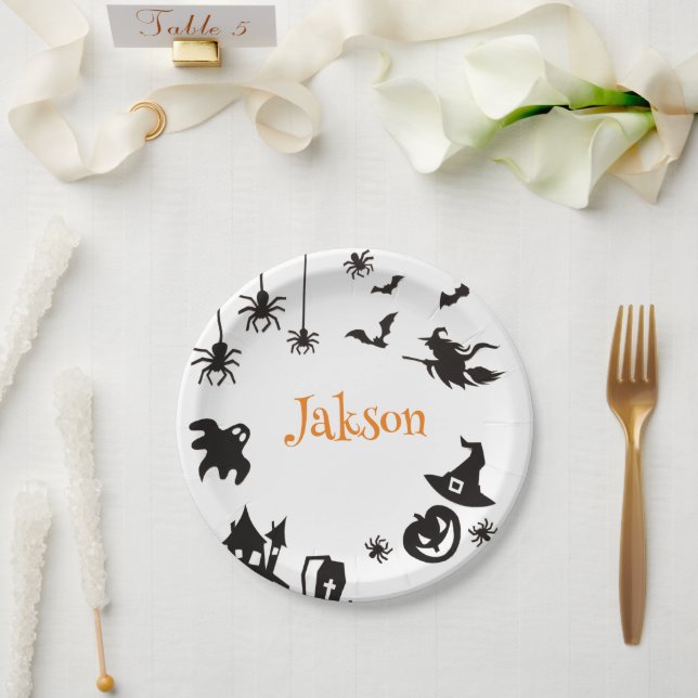 Assiettes En Carton Carte Halloween Nom Plaques papier - Personnel (Mariage)