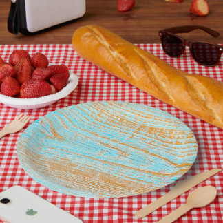 Assiettes En Carton Carte patinée En Bleu Et Orange