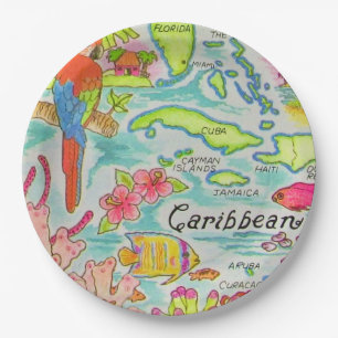 Assiettes En Carton Carte postale de l'île des Caraïbes