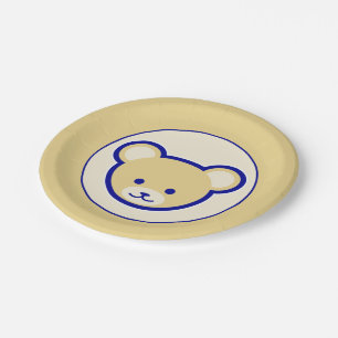 Assiettes En Carton Carton Bleu Beige Teddy Ours Mignonne Drôle