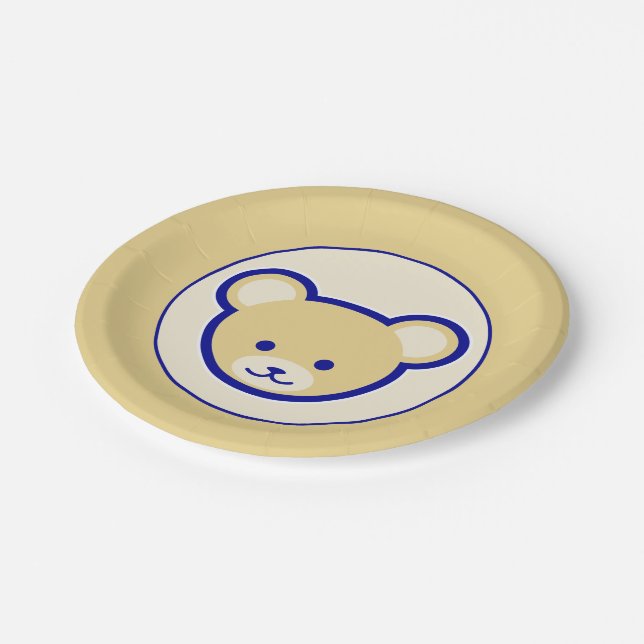 Assiettes En Carton Carton Bleu Beige Teddy Ours Mignonne Drôle (Angle)
