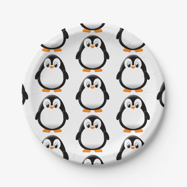 Assiettes En Carton Carton de mignonne pingouin (Devant)