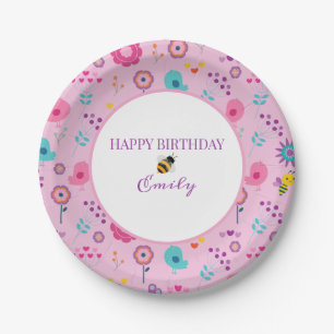 Assiettes En Carton Cartoon Bees and Birds