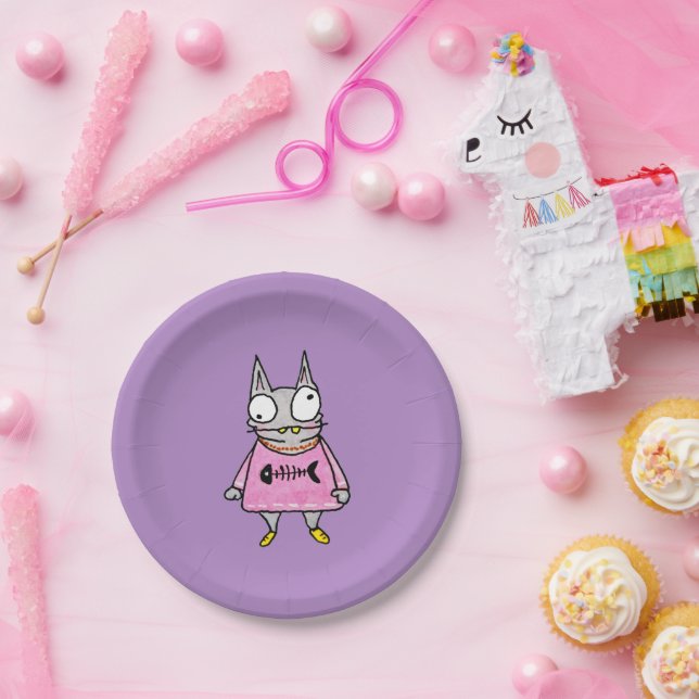 Assiettes En Carton Cartoon Kitten (Fête)