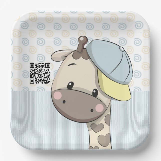 Assiettes En Carton Cartoon personnalisé Bébé Garçon Plaques en papier (Recto)