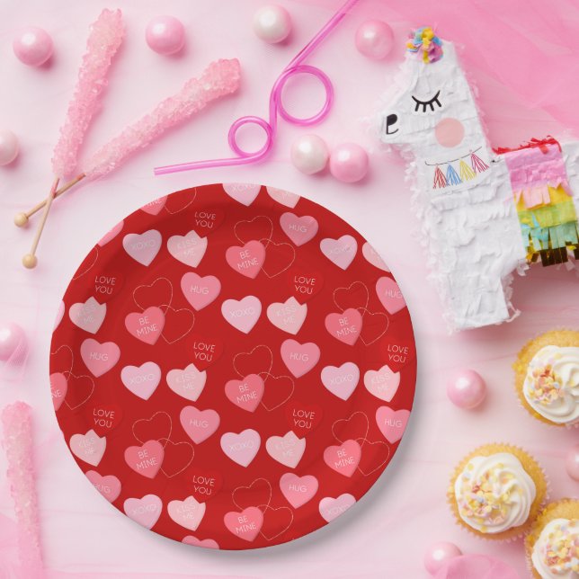 Assiettes En Carton Cascade Candy Heart (Fête)