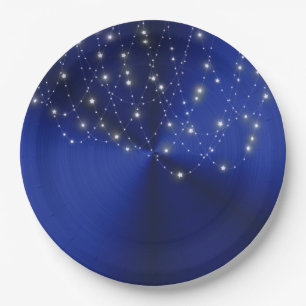 Assiettes En Carton Cascade d'étoile bleu de minuit