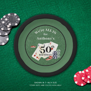 Assiettes En Carton Casino de Poker Anniversaire Personnalisé