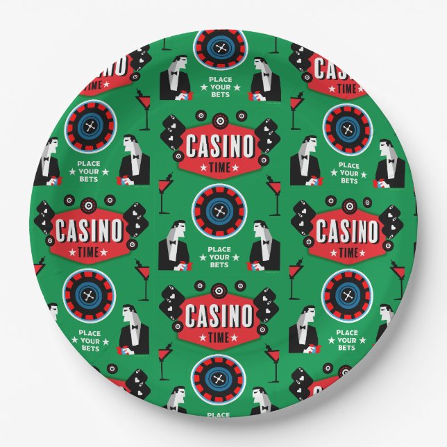 Assiettes En Carton Casino Gambling Poker Roulette (Devant)