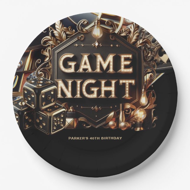 Assiettes En Carton Casino Game Night Custom (Devant)