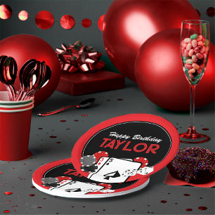Assiettes En Carton Casino Poker Anniversaire Plaques papier