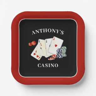 Assiettes En Carton Casino Poker Card Party Personnalisé